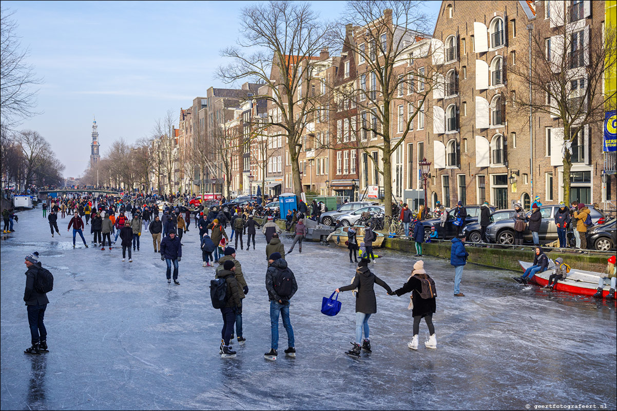 winter Prinsengracht Amsterdam schaatsen