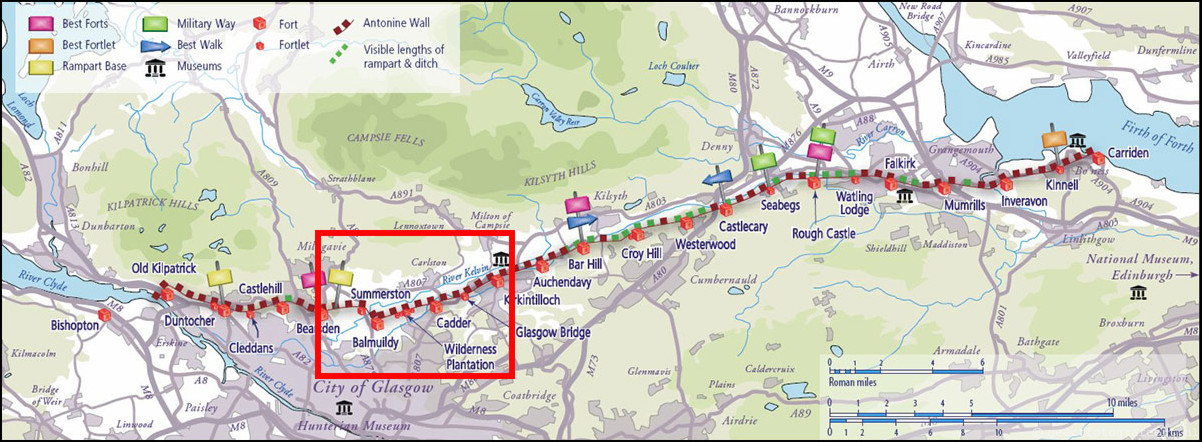 wandeling langs de Muur van Antoninus Schotland Bearsden - Kirkintilloch