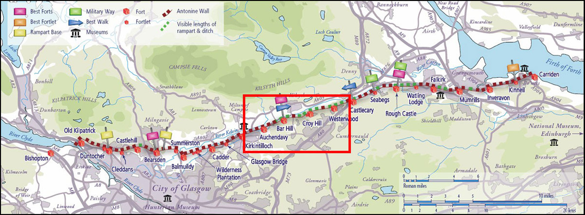 wandeling langs de Muur van Antoninus Schotland Kirkintilloch - Castleary Hotel