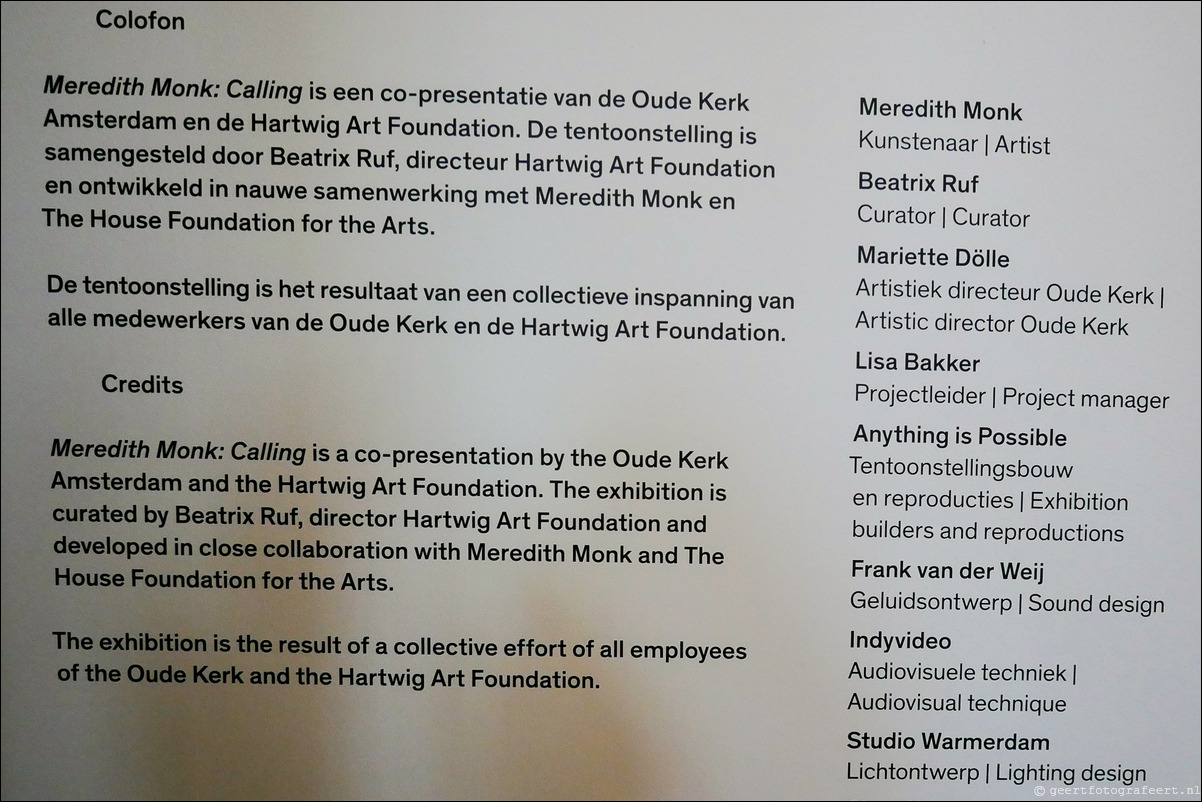 Oude Kerk Amsterdam: Meredith Monk Calling