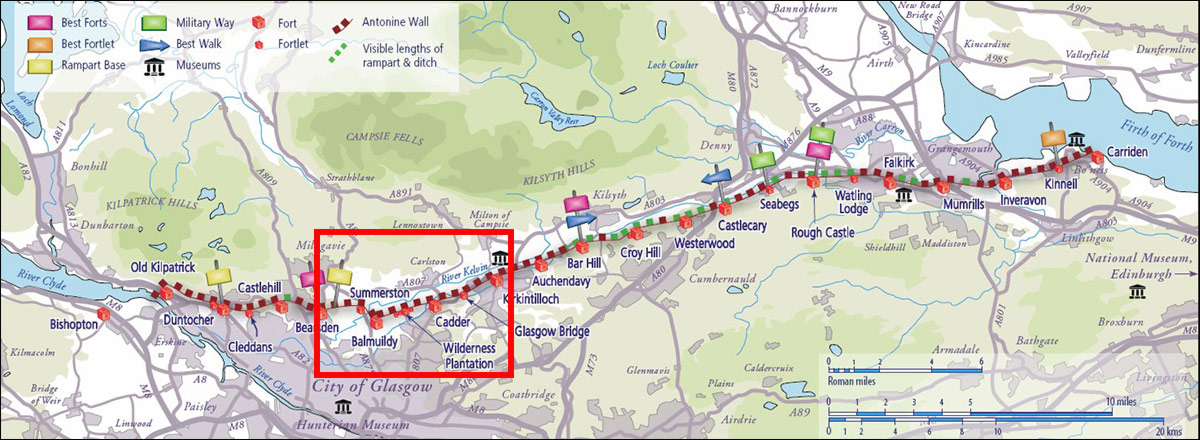 wandeling langs de Muur van Antoninus Schotland Bearsden - Kirkintilloch