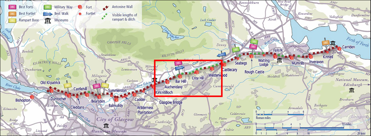 wandeling langs de Muur van Antoninus Schotland Kirkintilloch - Castleary Hotel