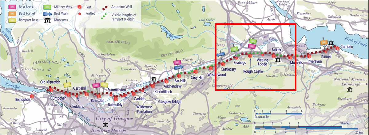 wandeling langs de Muur van Antoninus Schotland Castlecary - Mumrills