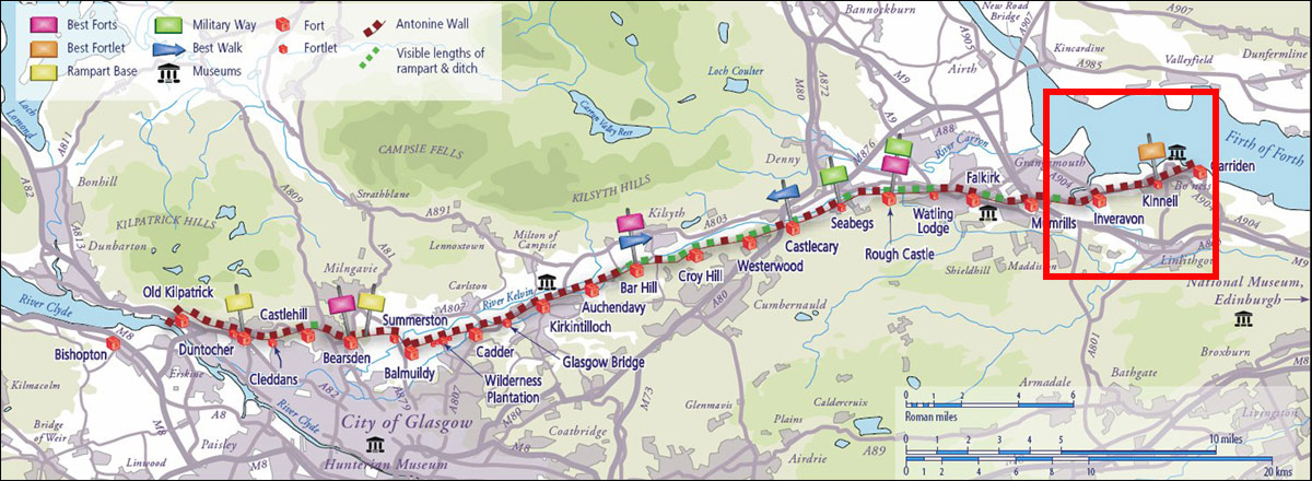 wandeling langs de Muur van Antoninus Schotland Mumrills - Bo'ness
